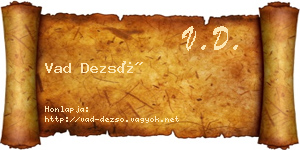 Vad Dezső névjegykártya